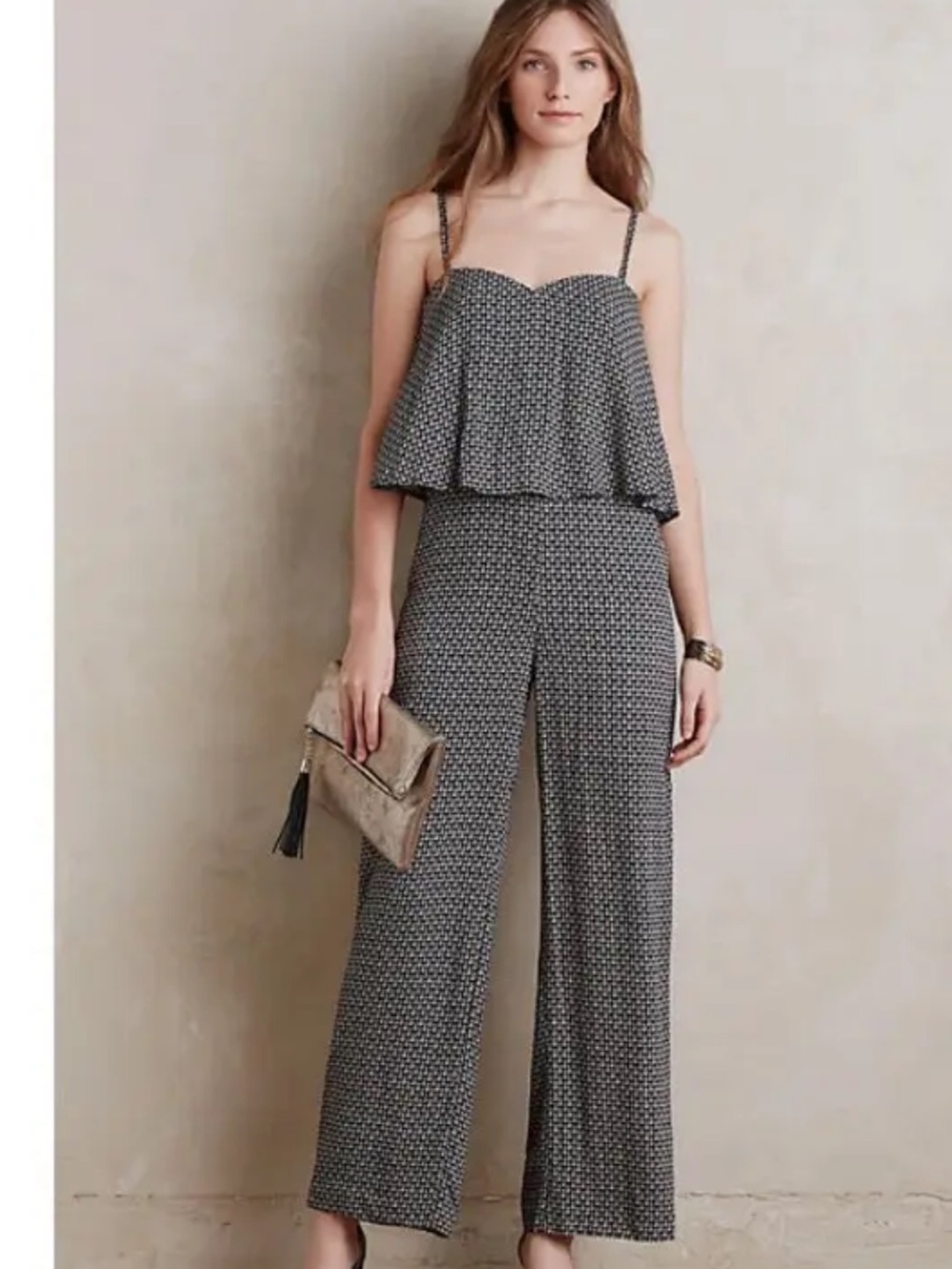 Anthropologie Black & White Printed Jumpsuit